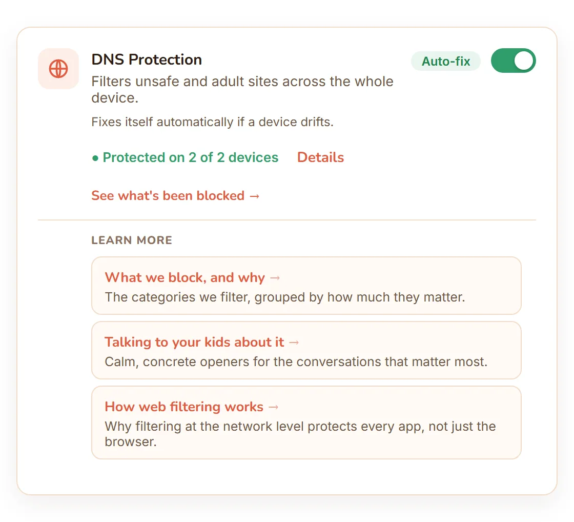 DNS Protection confirmed on both devices
